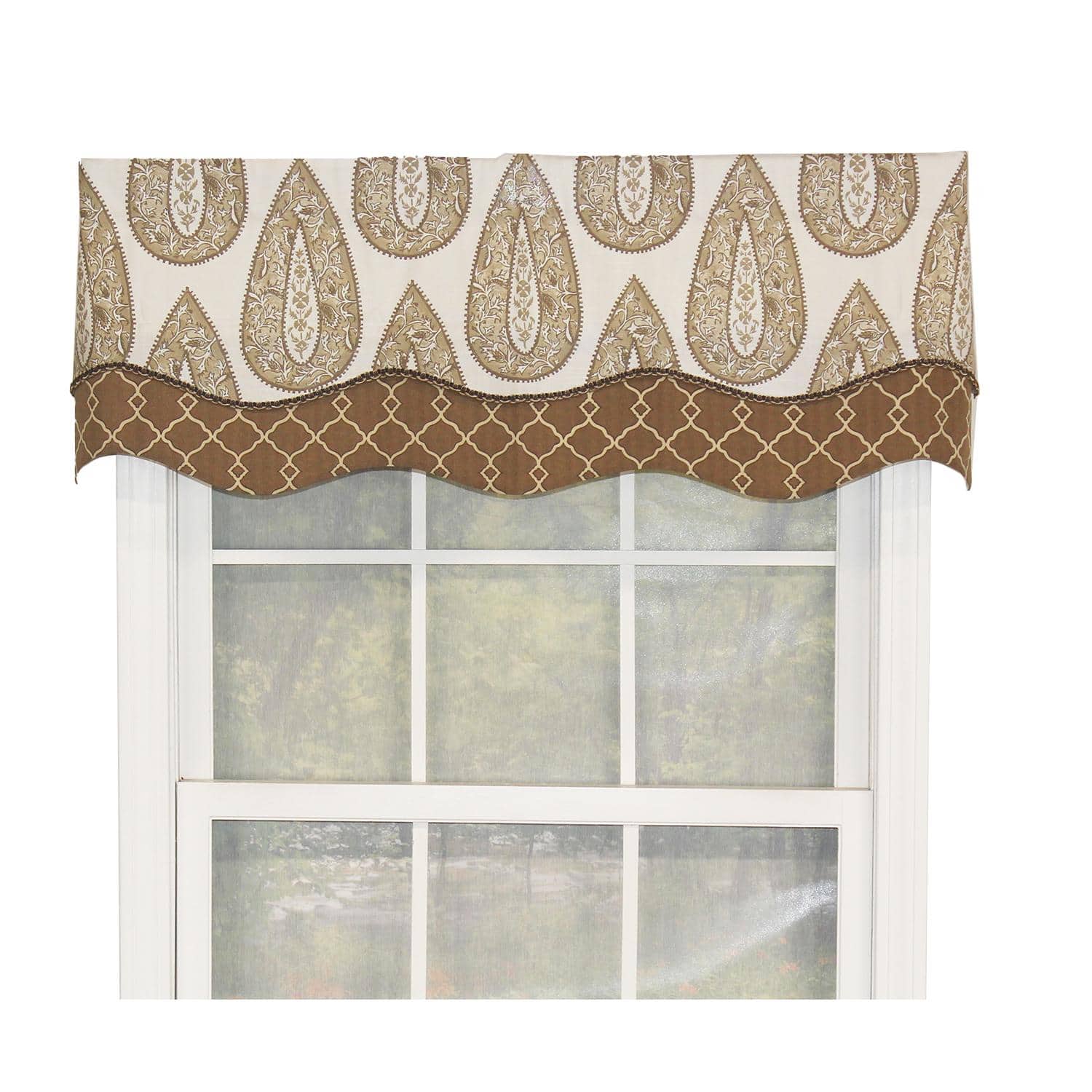 RLF Home - Yorkshire Window Treatment Glory Valance 3" Rod Pocket 50" x 16" Cafe - Café