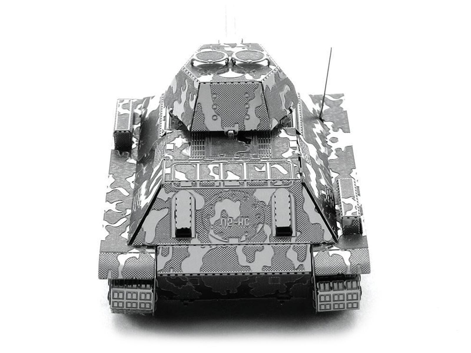 Back. Metal Earth - Model Kit Soviet T-34 Tank (Moderate Difficulty) Steel Model by Metal Earth - Grey.