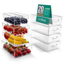 Sorbus - Variety 20-Pack Plastic Organizing Bins – Bins for Organizing, Refrigerator Organizers - Clear