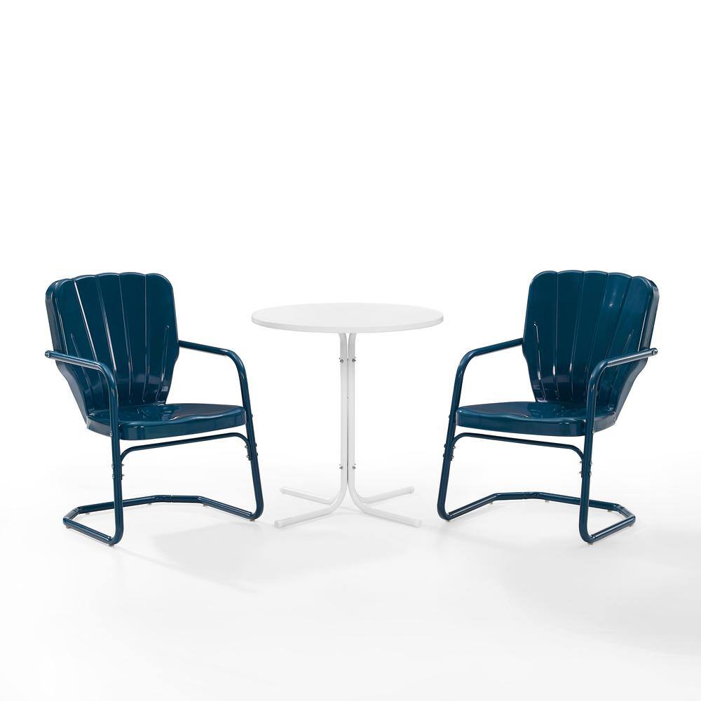Alt View 5. Crosley Furniture - Ridgeland 3Pc Retro Outdoor Bistro Set - Bistro Table & 2 Chairs - Navy Gloss.