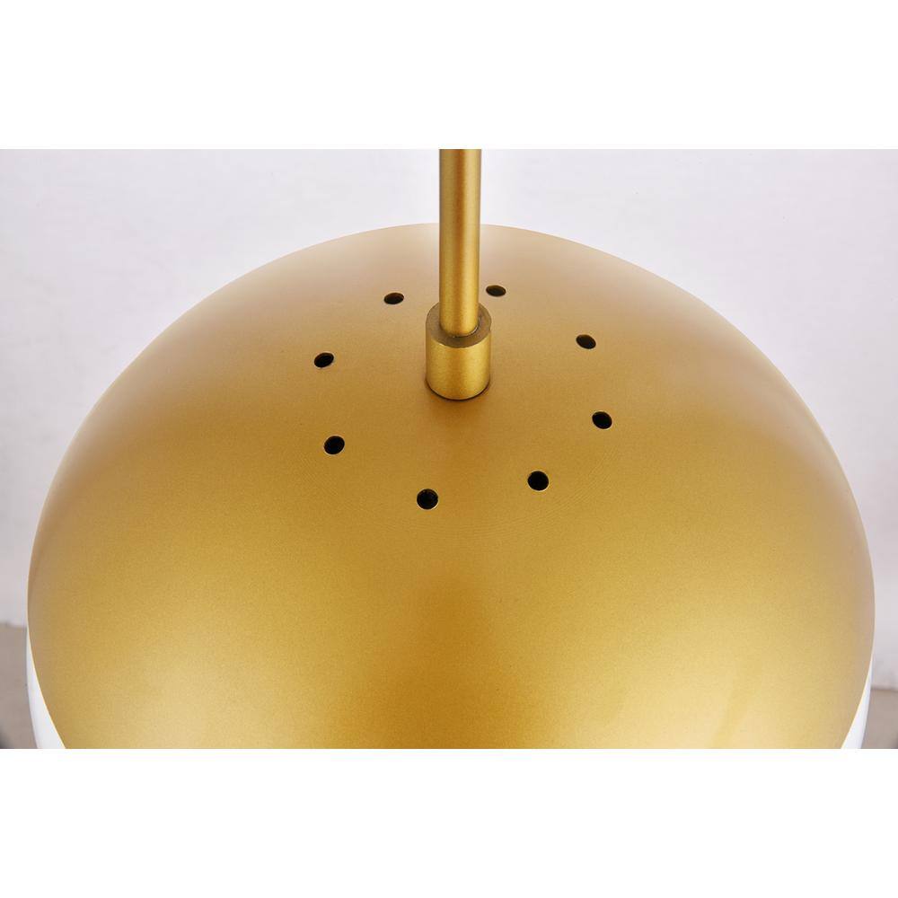 Left. Living District - Eclipse 1 Light Brass Pendant With Frosted White Glass - Brass And Frosted White.
