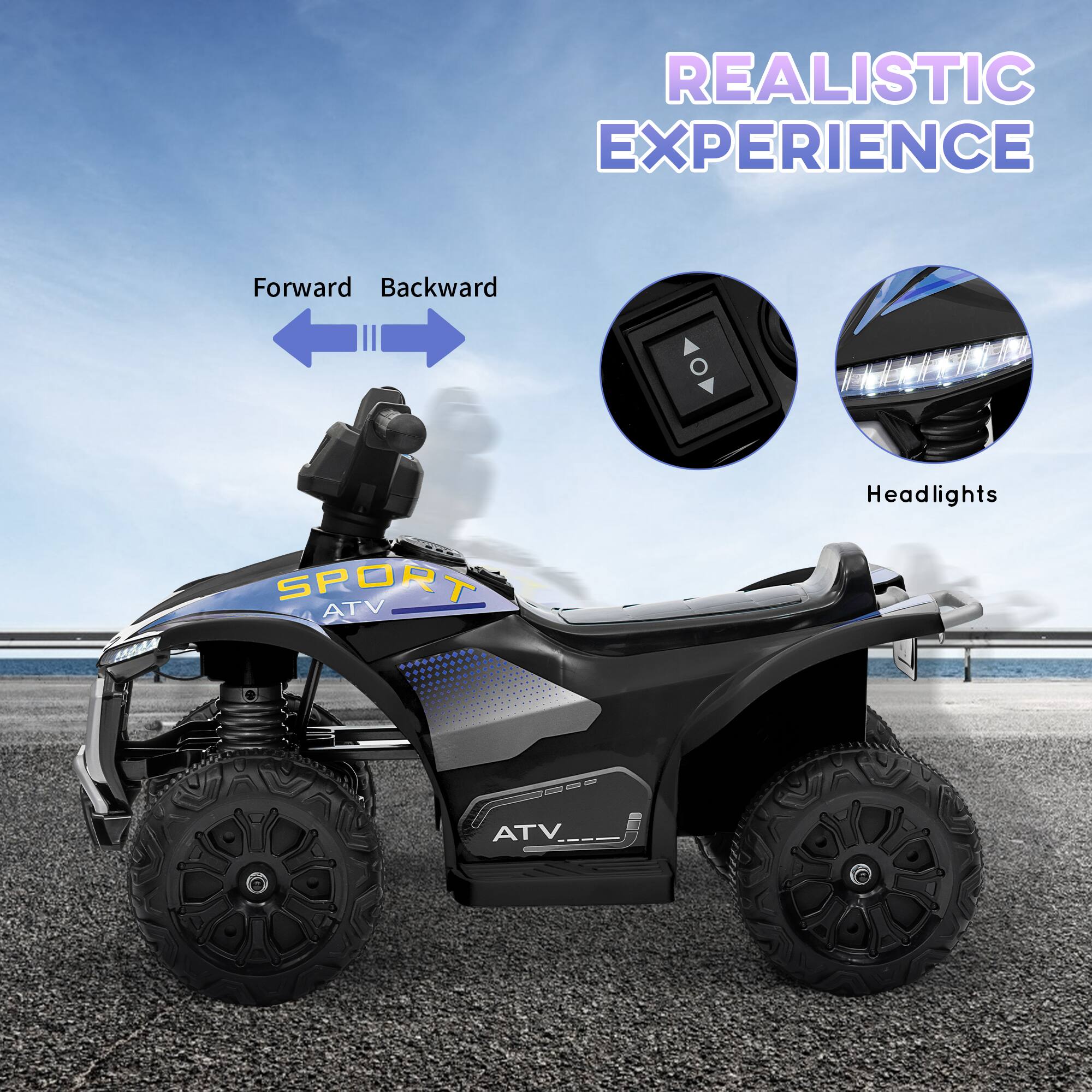 REALISTIC EXPERIENCE

Forward Backward

Headlights

SPORT ATV

ATV