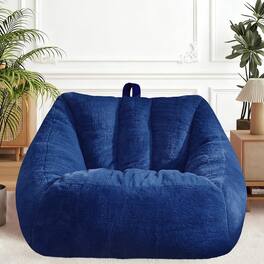 Fabibe - Bean Bag Chairs Large Bean Bag Couch for Adults Stuffed Sofa Chair Comfy Giant Bean Bag Chair with Spacious Design for R - Blue