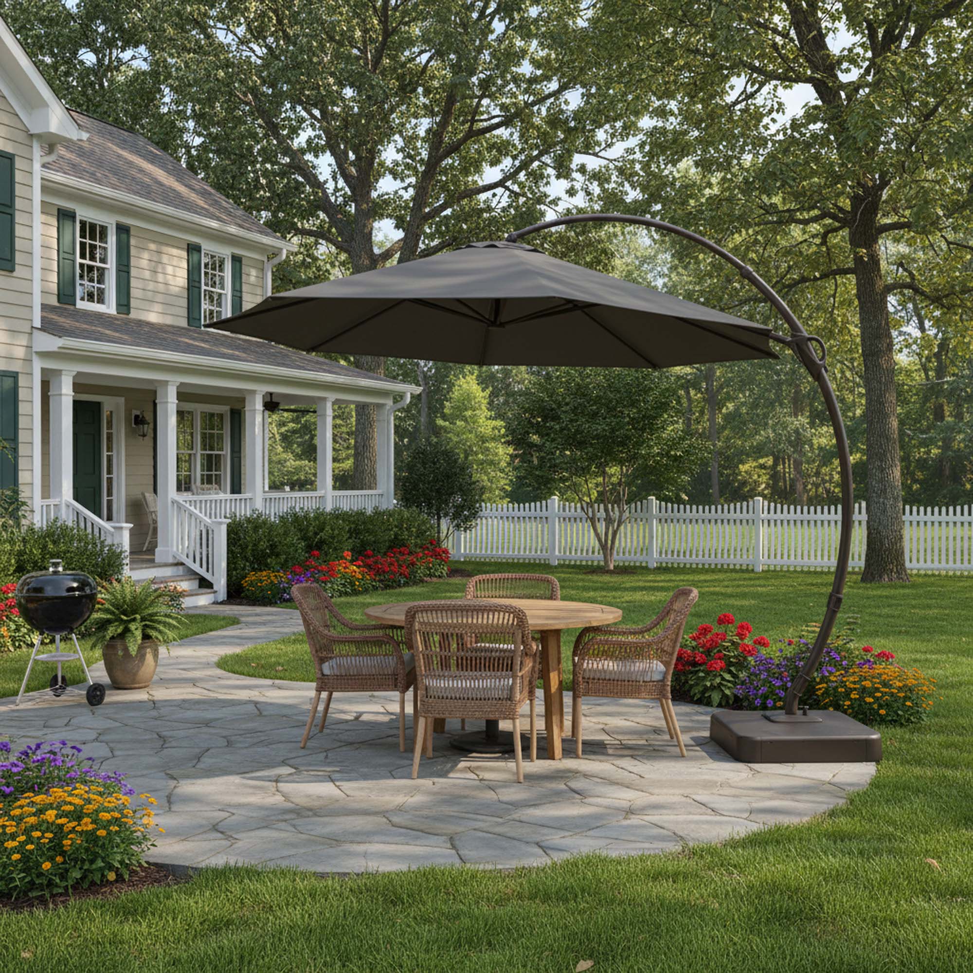 Alt View 1. Boyel Living - 11ft Gray Luxury Cantilever Patio Umbrella UV Protection - Gray.