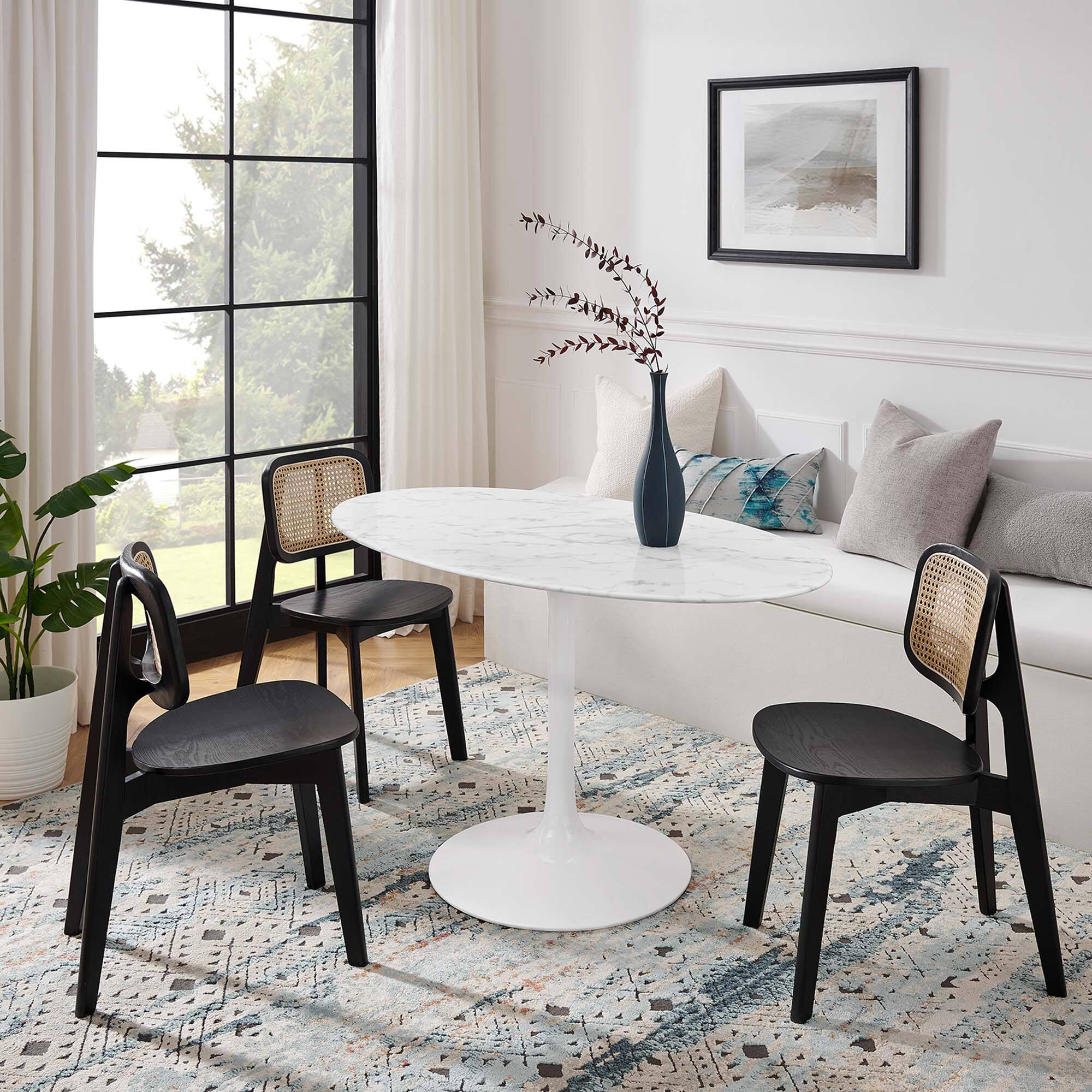 Alt View 6. Modway - Lippa 54" Oval Faux Marble Dining Table by Modway - White.