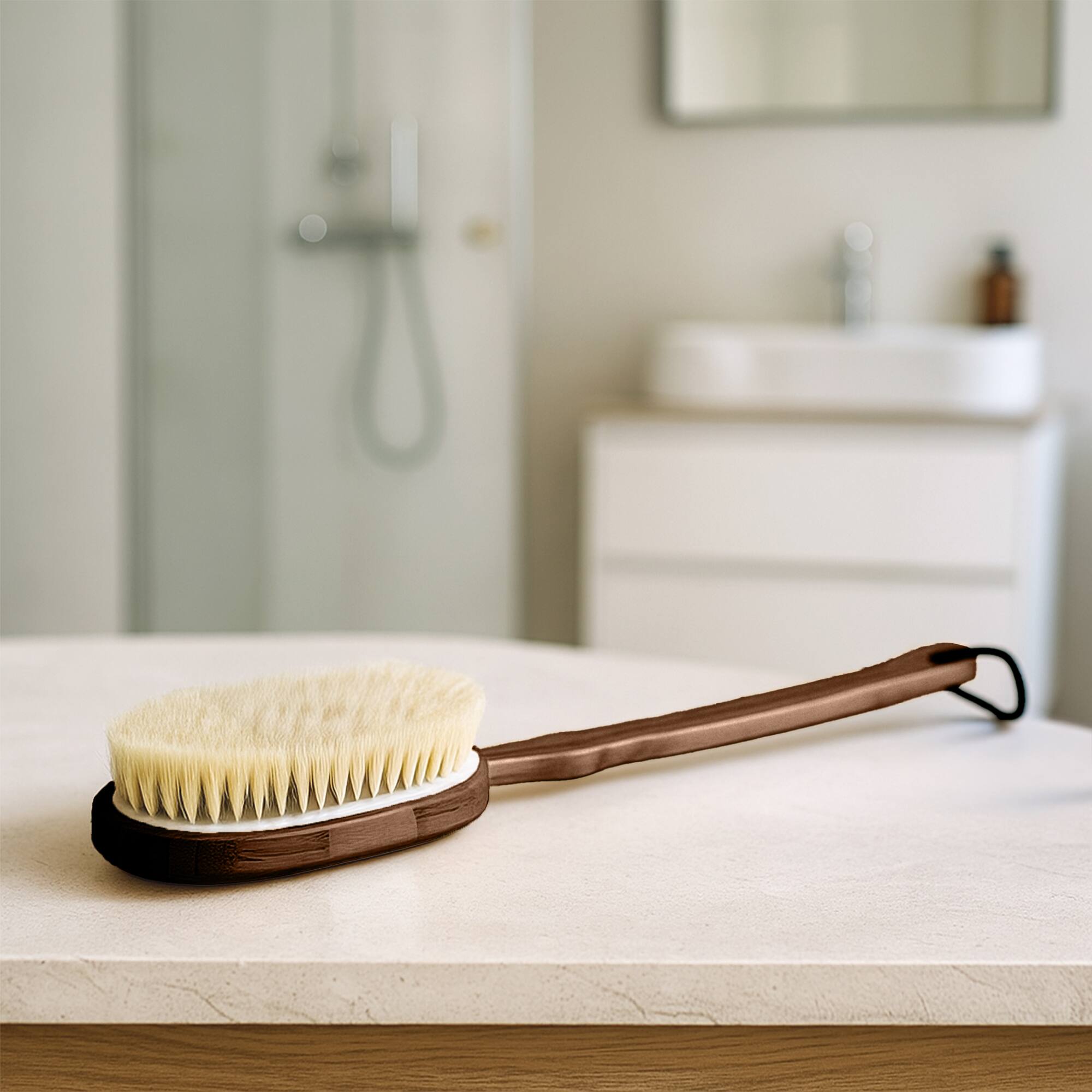 Back. Pursonic - Bath Body Brush With Long Bamboo Handle.