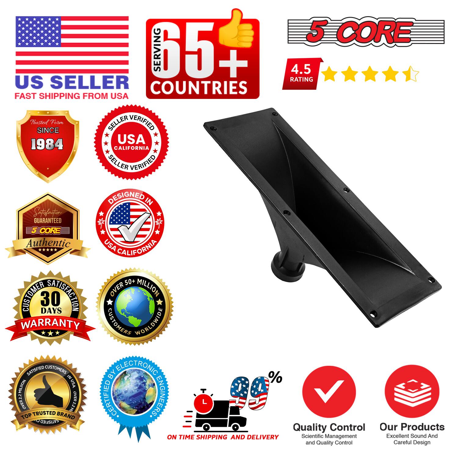 **US Seller**
- Fast Shipping from USA

**5 Core Serving 65+ Countries**
- 4.5 Rating

**Trusted Since 1984**
- Seller Verified USA California
- Seller Verified USA California

**Designed in USA California**
- Authentic USA California

**30 Days Warranty**
- Over 50+ Million Customers Worldwide

**Customer Satisfaction Guaranteed**
- Top Trusted Brand

**Certified by Electronic Engineers**
- On Time Shipping and Delivery

**Quality Control**
- Scientific Management and Quality Control

**Our Products**
- Excellent Sound and Careful Design