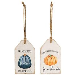BreeBe - *Thankful Pumpkin Wood Tag 2 Asstd - Multi