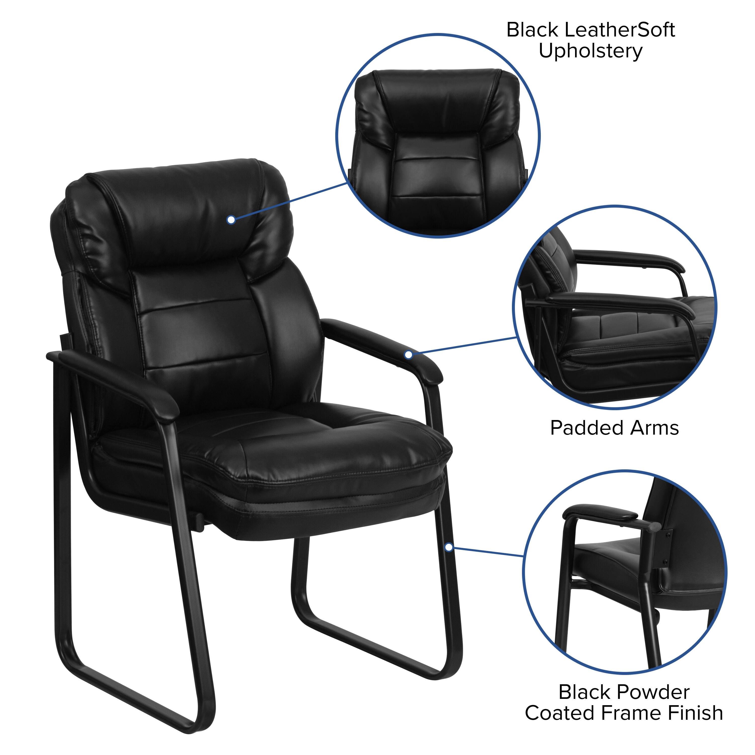 Black LeatherSoft Upholstery  
Padded Arms  
Black Powder Coated Frame Finish