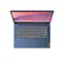 Lenovo laptop computer with a blue cover and a keyboard.