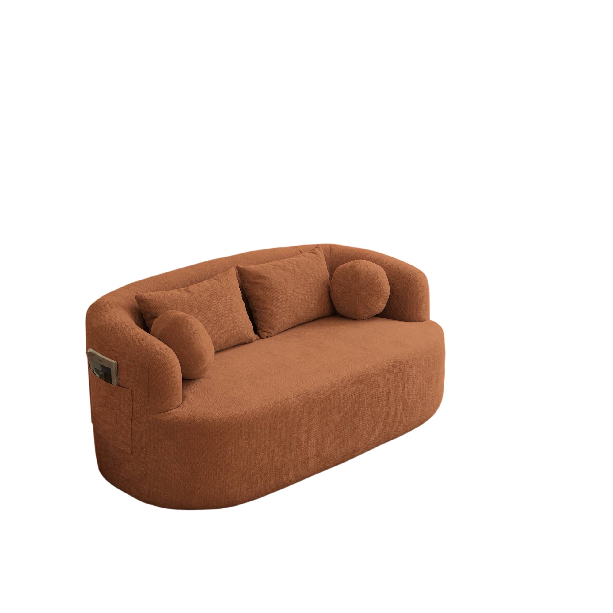 Alt View 9. GOODSILO - Modern Memory Foam Two-Seater Sofa with Deep Seat and Premium Chenille Fabric, No Assembly Required - Orange.