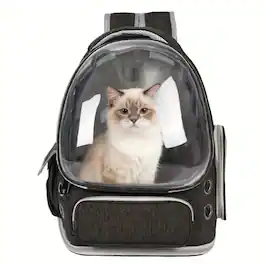 ProMounts - Breathable Transparent Pet Carrier for Cats & Small Dogs, Space Capsule Travel Bag Backpack - Black