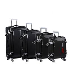 BreeBe - Softside Upright Luggage Set , Lightweight,4-Piece (20/24/28/32) - Black