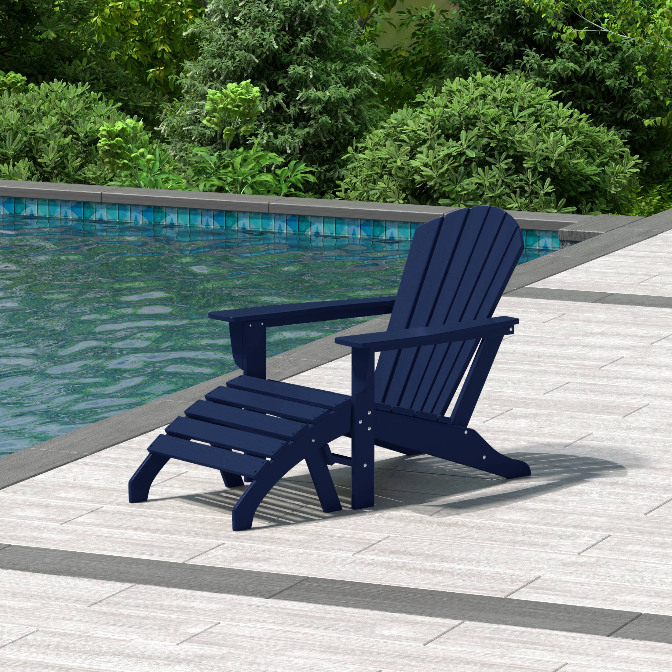 Angle. WestinTrends - WestinTrends Dylan Outdoor Adirondack Chair With Ottoman 2-Piece Set - Navy Blue.