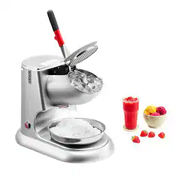 VEVOR - Ice Crusher Machine, 220lbs Per Hour Electric 4 Blades Snow Cone Maker,300W 2000RPM Ice-Shaver for Home and Commercial - Silver