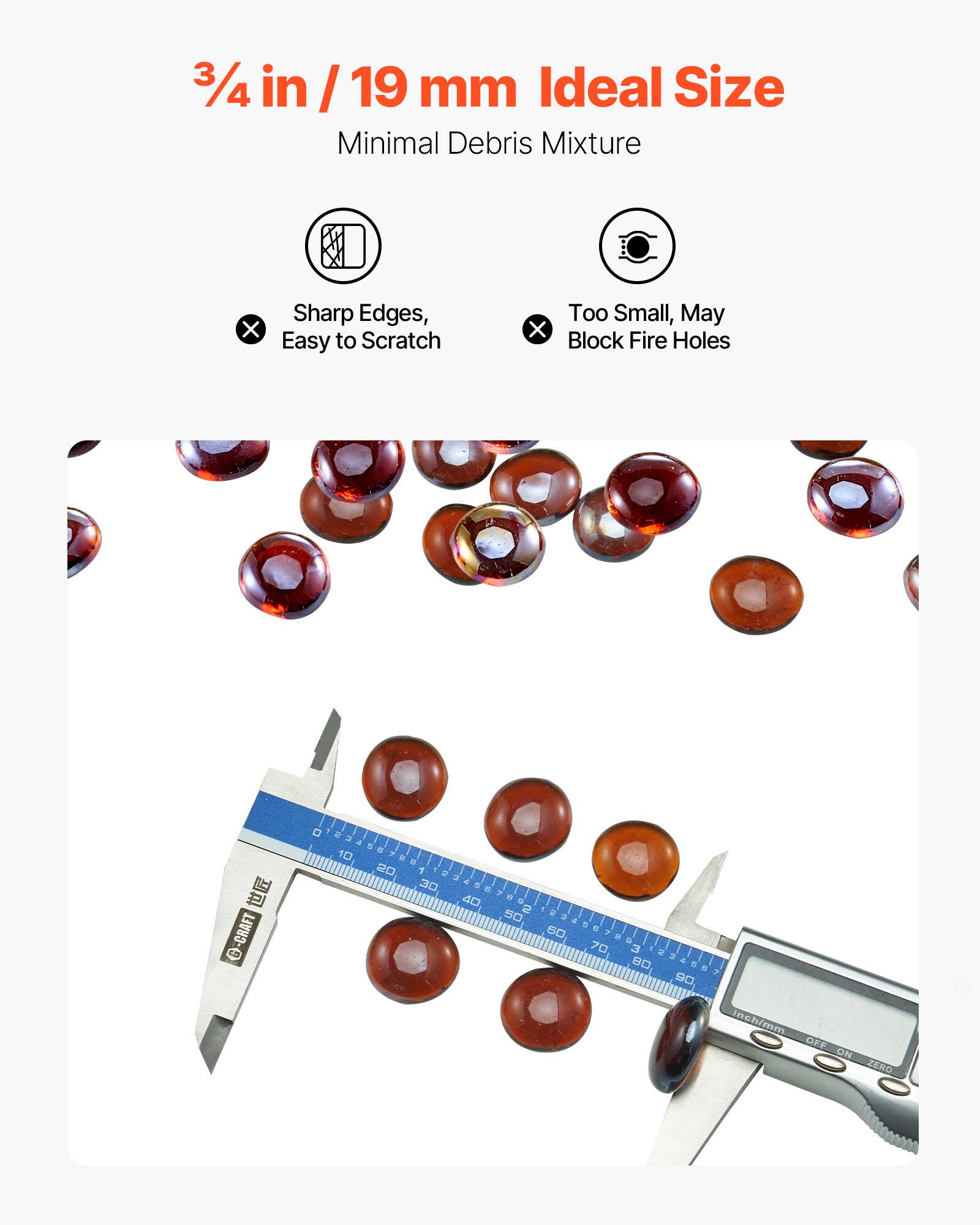3/4 in / 19 mm Ideal Size  
Minimal Debris Mixture  
Sharp Edges, Easy to Scratch  
Too Small, May Block Fire Holes