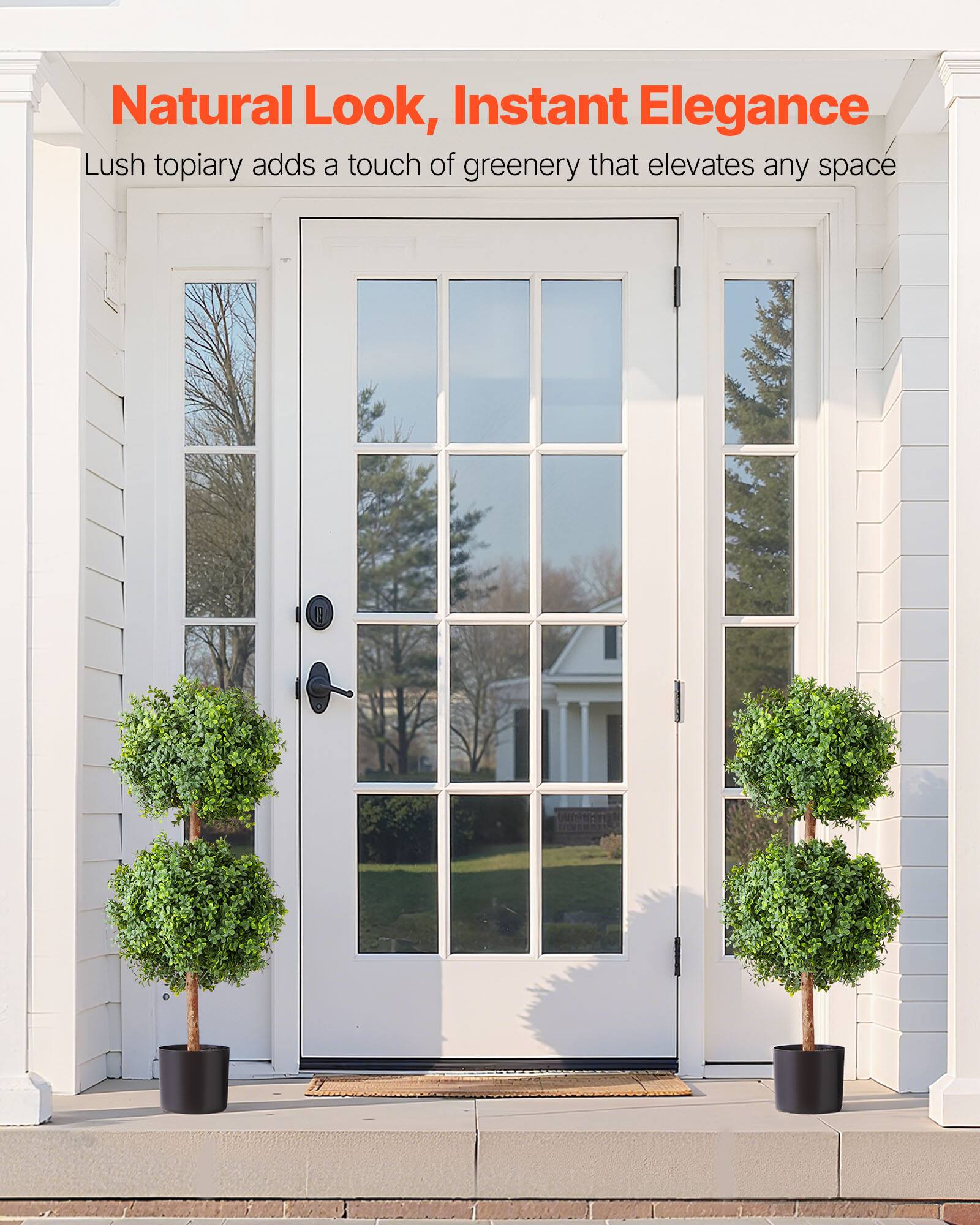 Natural Look, Instant Elegance  
Lush topiary adds a touch of greenery that elevates any space