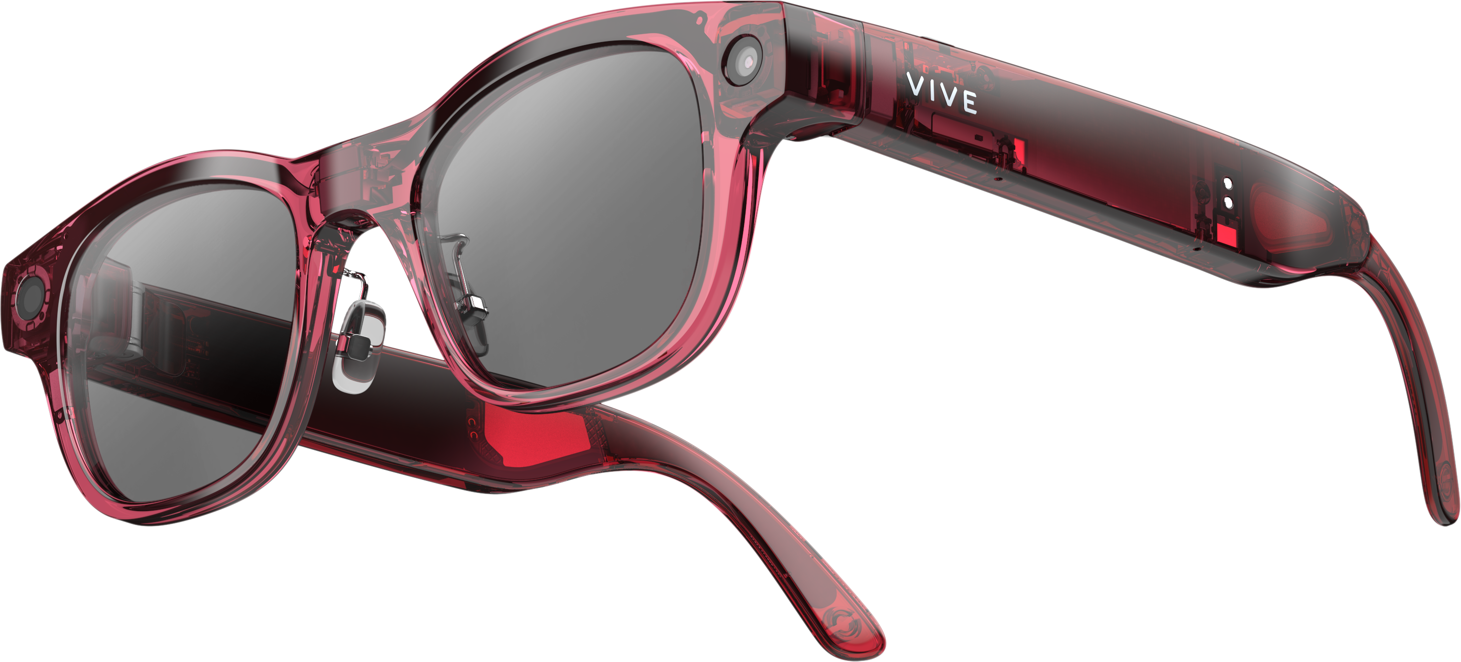 HTC - VIVE Eagle™ AI Glasses – Square (Wayfarer), Sunglass Lens - Berry