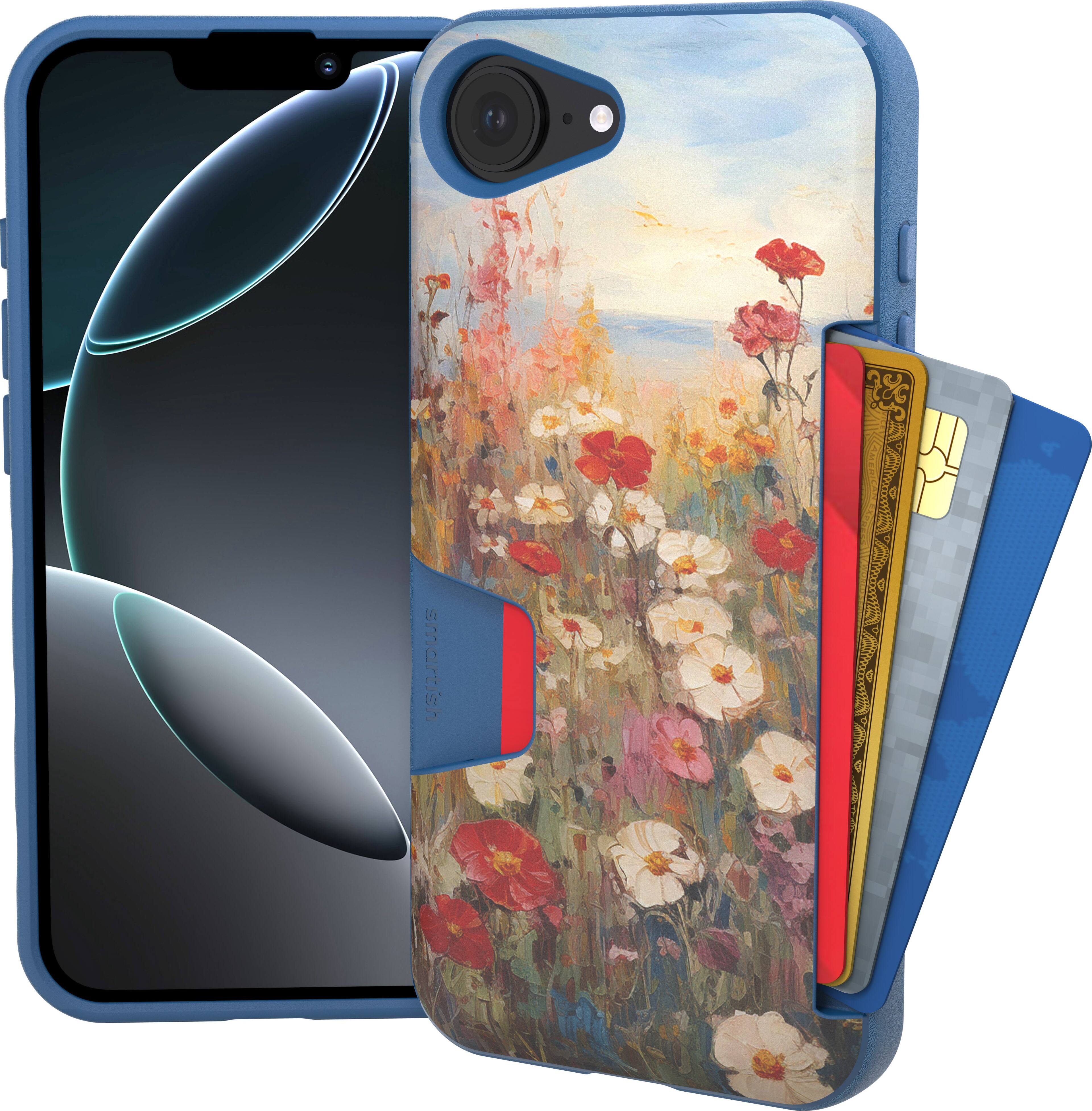 Front. Smartish - Smartish iPhone 17e/16e Wallet Case - Wallet Slayer Vol 1 - Slim  Card Holder Cover - Wildflower Fields - Purple.