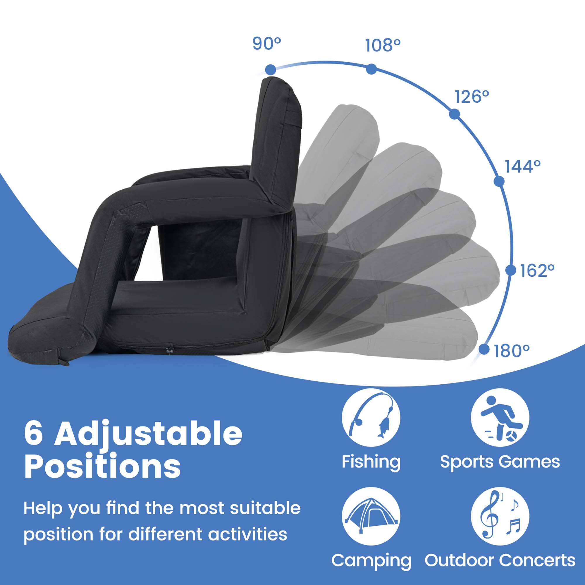 6 Adjustable Positions

Help you find the most suitable position for different activities

Fishing  
Sports Games  
Camping  
Outdoor Concerts