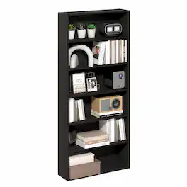 Furinno - Basic 6-Tier Open Shelf Bookcase, Bookshelf, Storage Organizer, 7 x 24 x 53 - Espresso