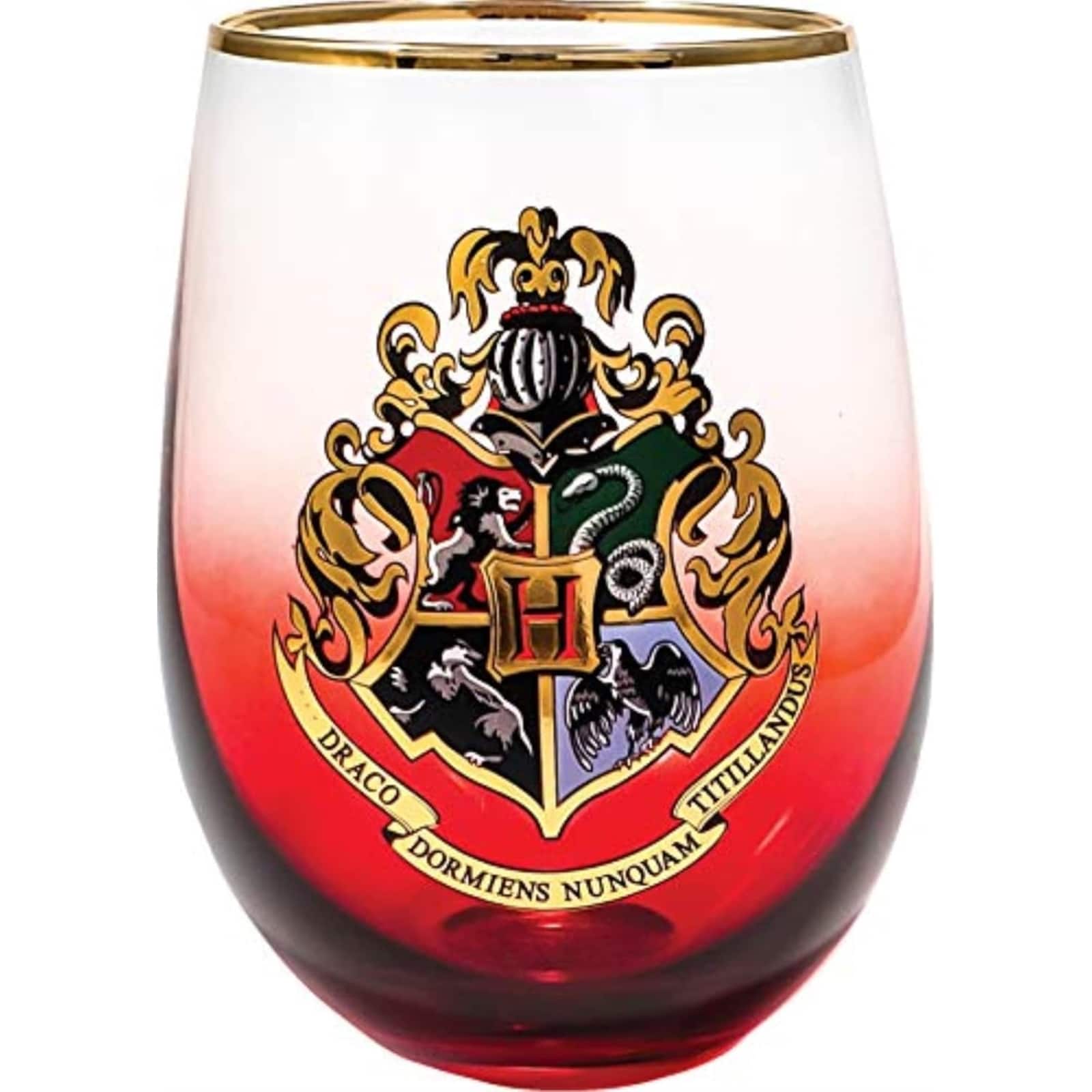 Spoontiques - Harry Potter Hogwarts Crest Stemless Wine Glass 20 ounce - Red