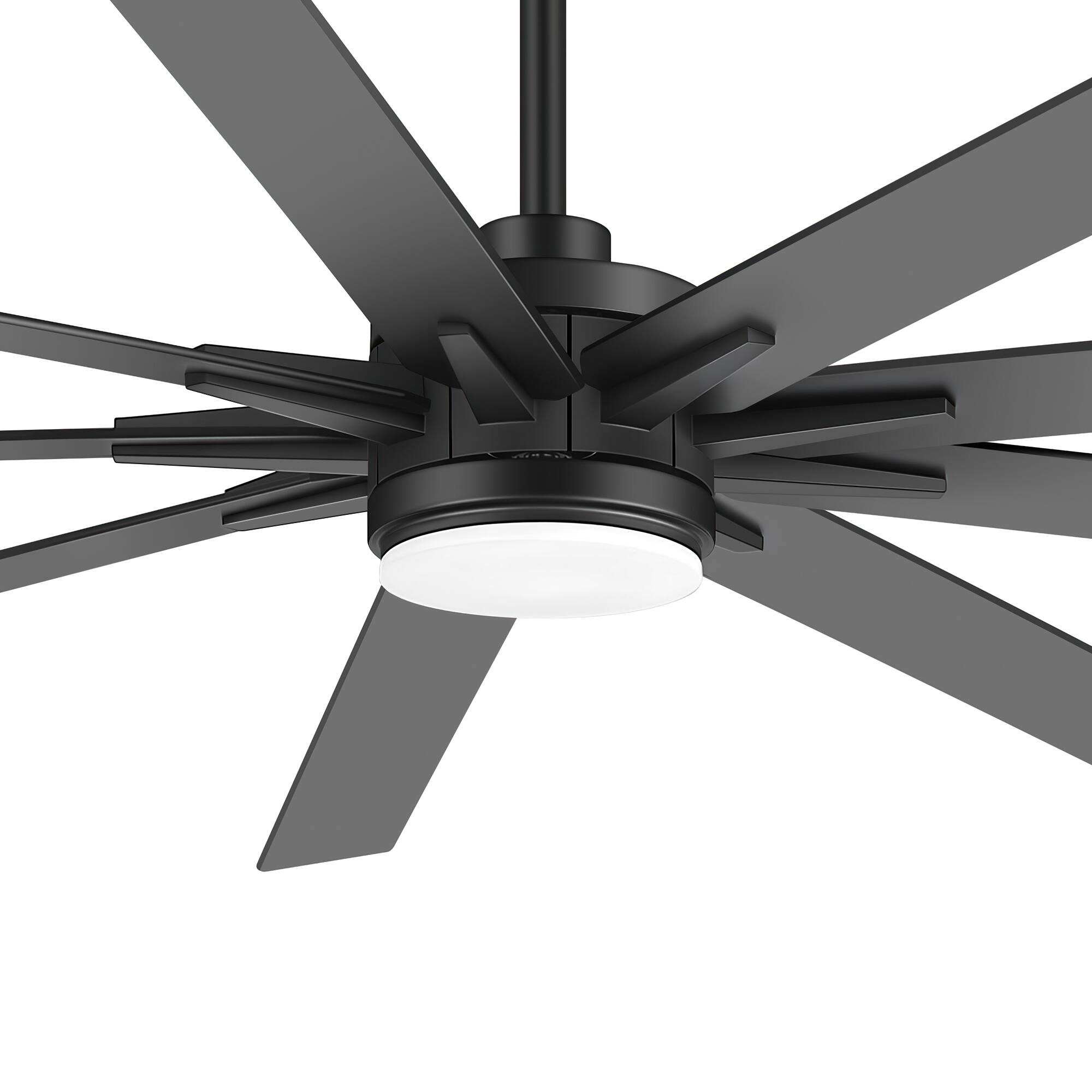 Alt View 10. Breezary - 72/84 Inch LED Ceiling Fan, 9 Blades, 24W LED Light, DC Motor, 6 Speeds, Memory Function, Timer, Remote & Downrod Mount - 84-in Black.