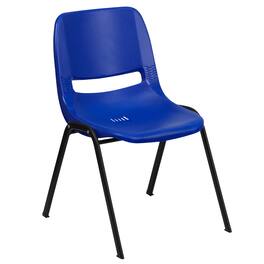 Emma + Oliver - Ergonomic Kid's Shell Stack Chair - 12" Seat Daycare Home School - Navy Plastic/Black Frame