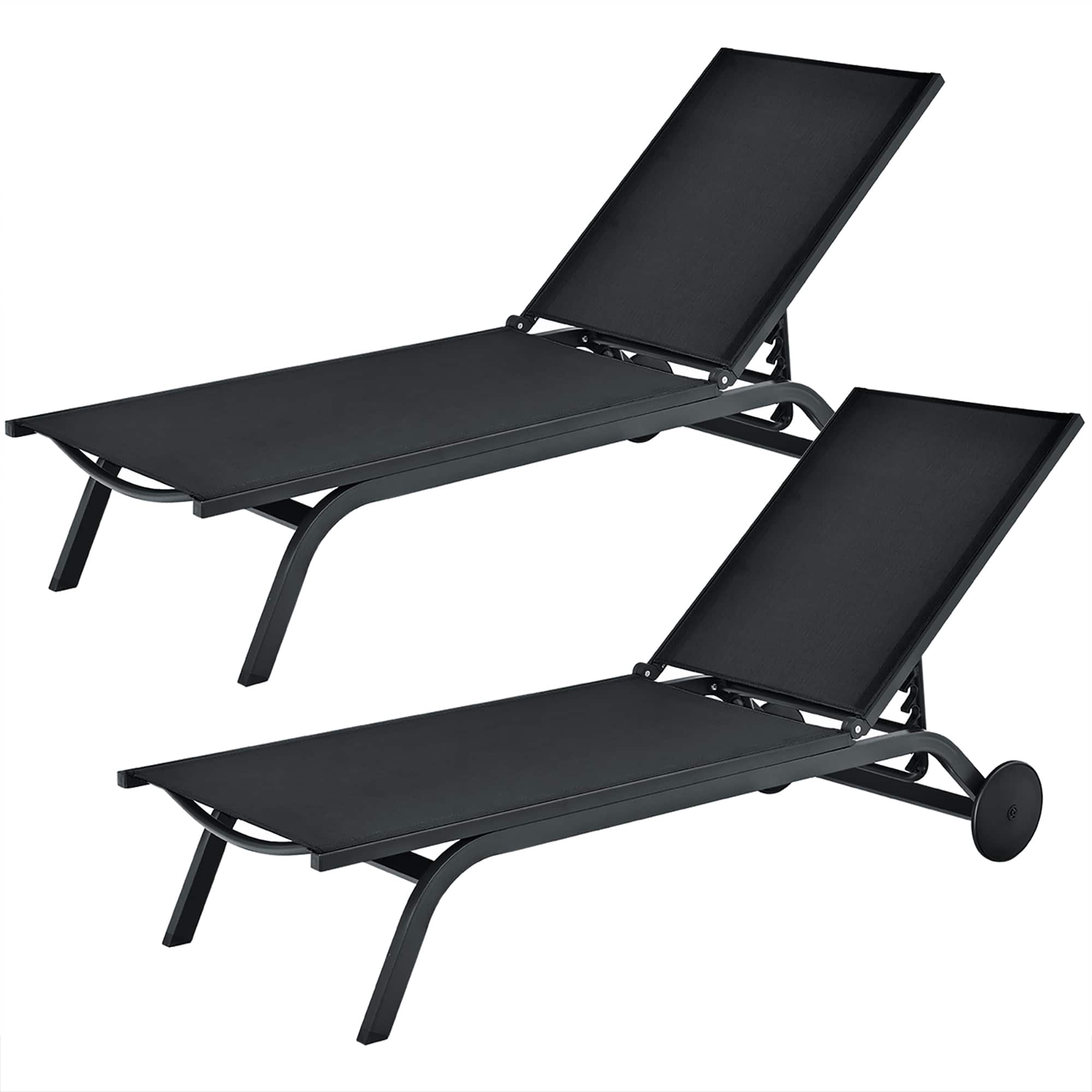 Costway - 2PCS Outdoor Patio Lounge Chair Chaise Recliner Aluminum Fabric Adjustable - Black price history on PriceWatchPro
