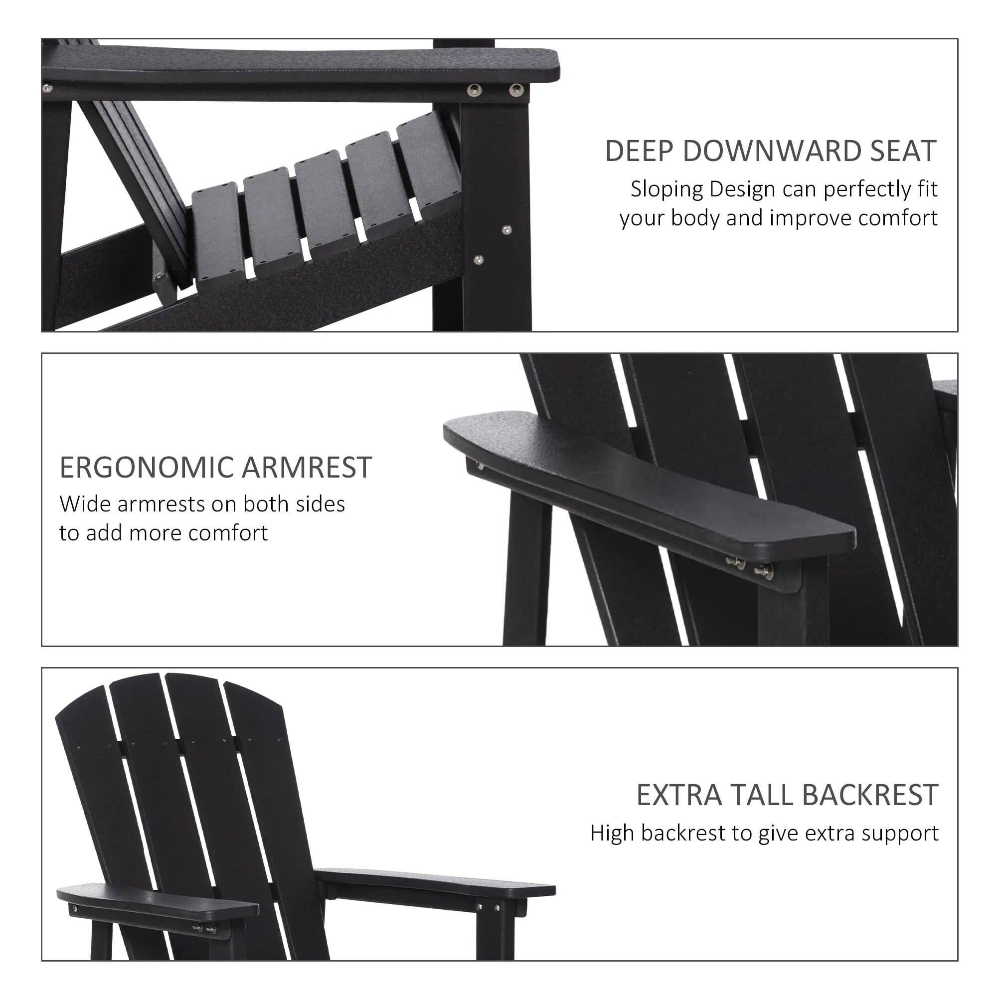 DEEP DOWNWARD SEAT  
Sloping Design can perfectly fit your body and improve comfort  

ERGONOMIC ARMREST  
Wide armrests on both sides to add more comfort  

EXTRA TALL BACKREST  
High backrest to give extra support
