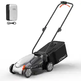 Litheli - 20V U20 Series 14-Inch Cordless Brushless Lawn Mower, With 5.0Ah Battery - Black/ White