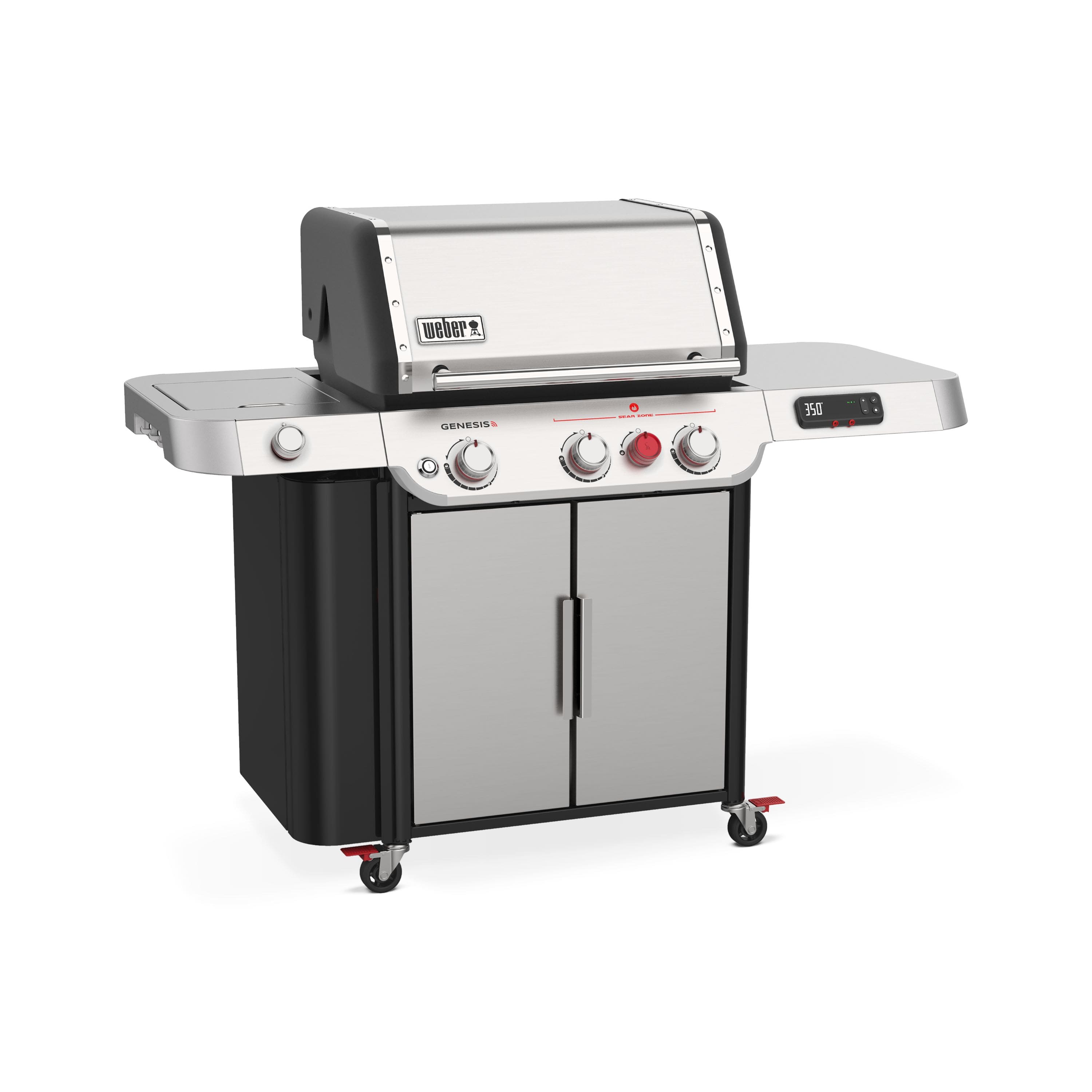 Left. Weber - Genesis Gas Grill SX-335 Propane Gas Grill - Stainless Steel.