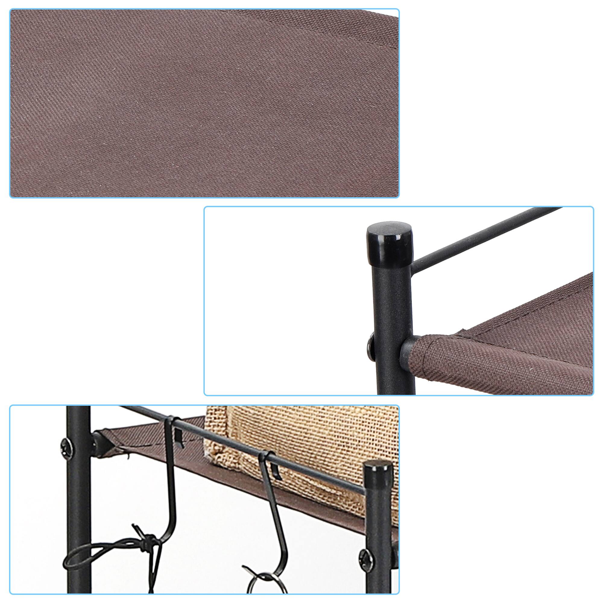 Back. Oumilen - 2-Tier Fabric Shoe Rack with Hooks, Brown - Black.