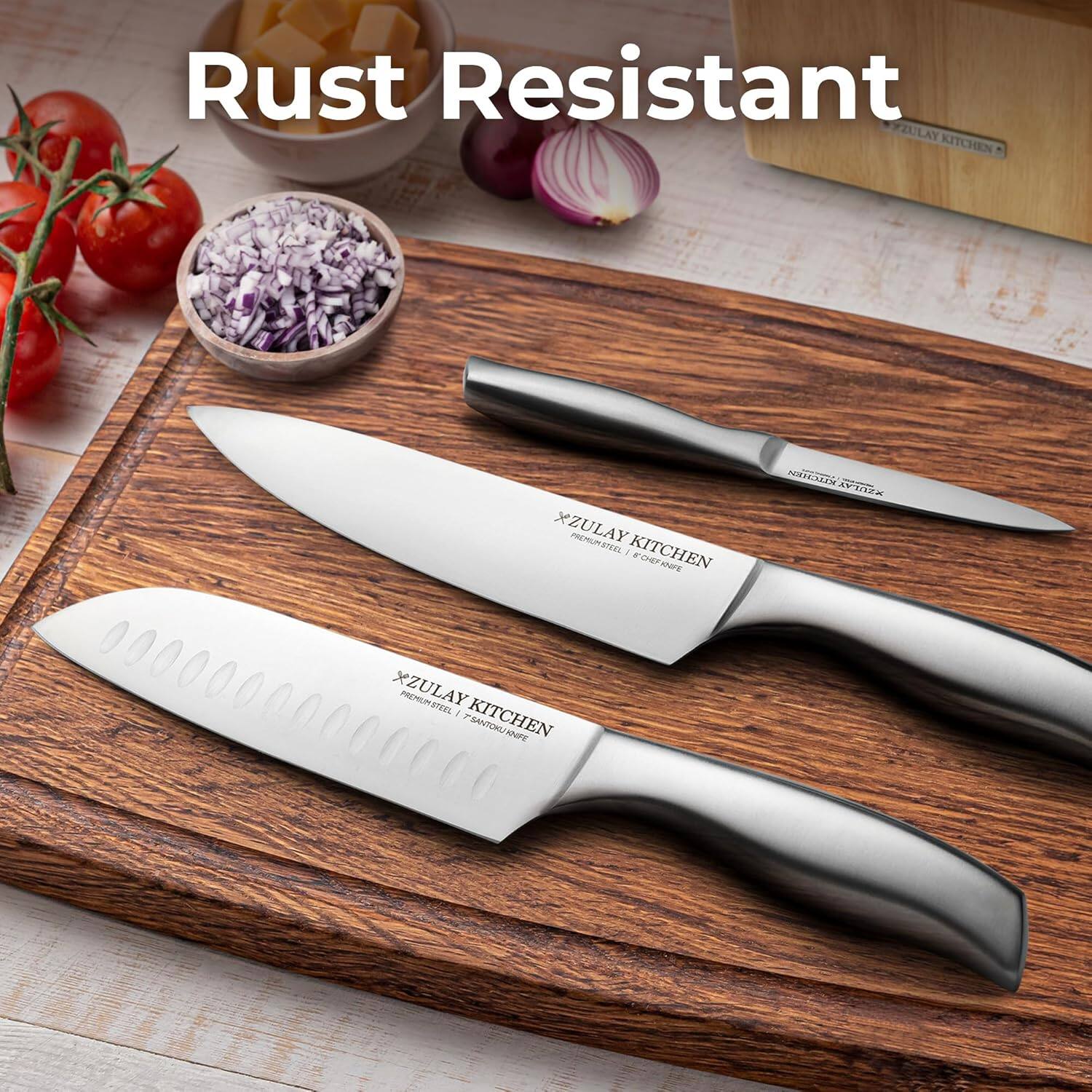 Rust Resistant YZULAY KITCHEN PREMIUM 1 KITCHEN CHEF ANIE STOHES PREMIUM STEEL SANTOKU KNIFE