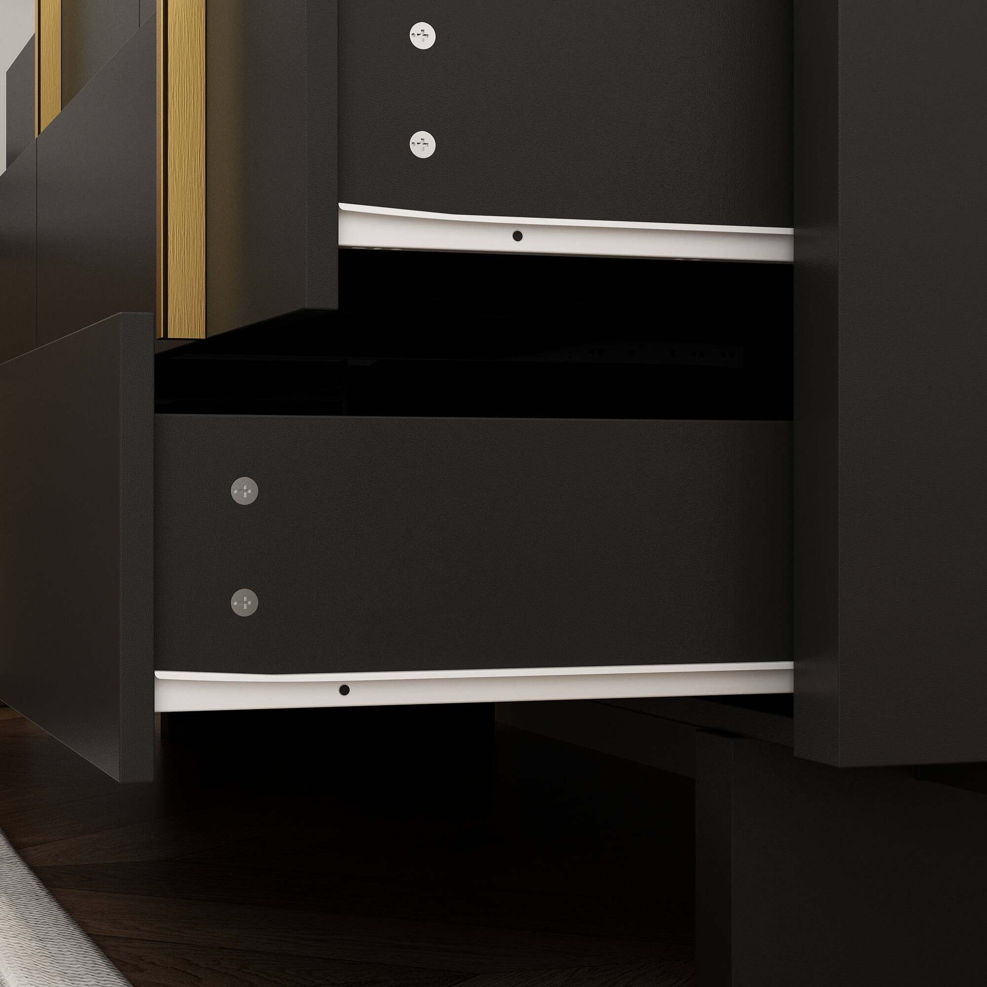 Alt View 6. Famapy - Famapy 8 - Drawer Horizontal Dresser: Anti - Tip & Elegant Gold - Accent Design - Black.