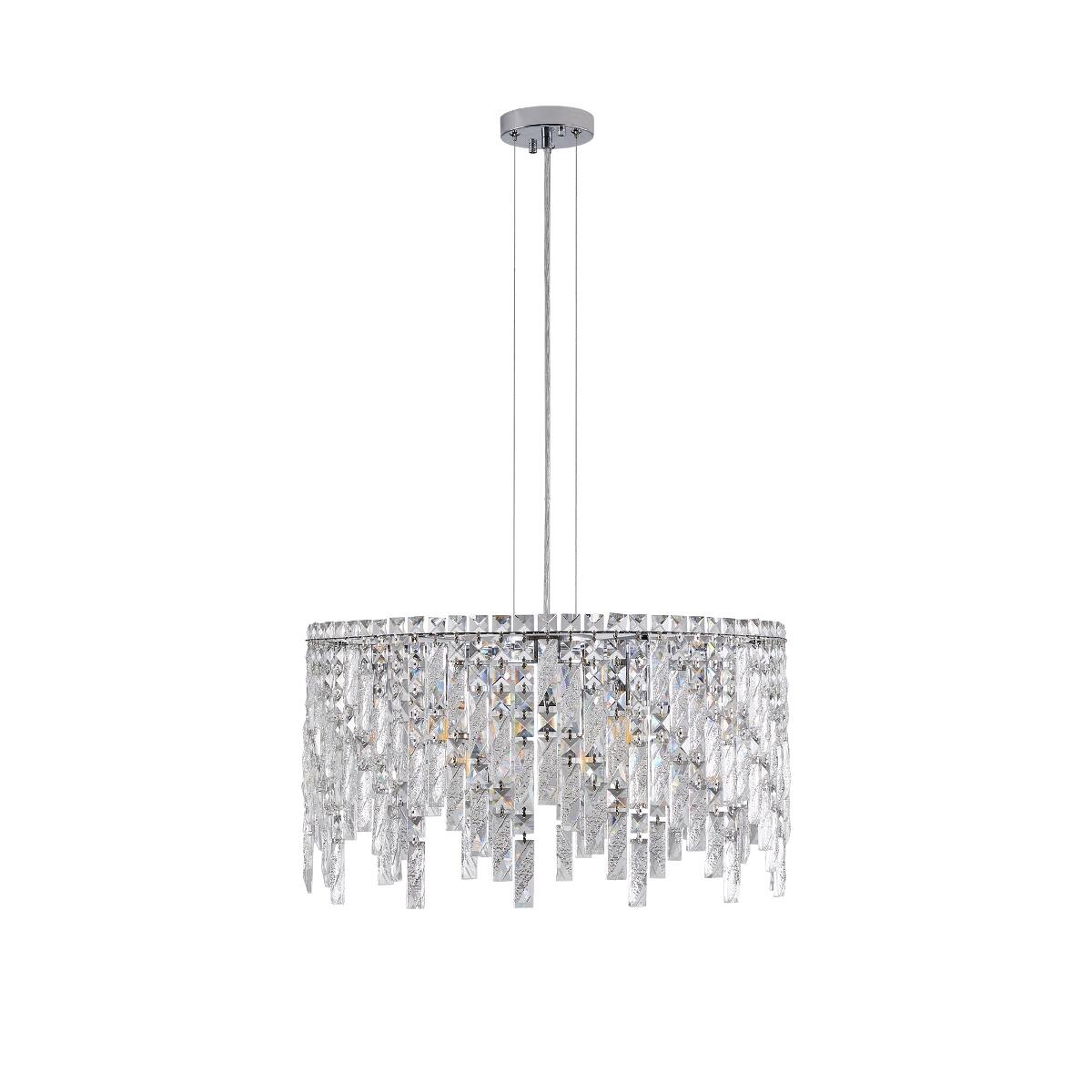 Alt View 6. Loheer - Loheer 23.6 inch Round Crystal Chandelier Chrome Modern Dining Room Pendant Light.