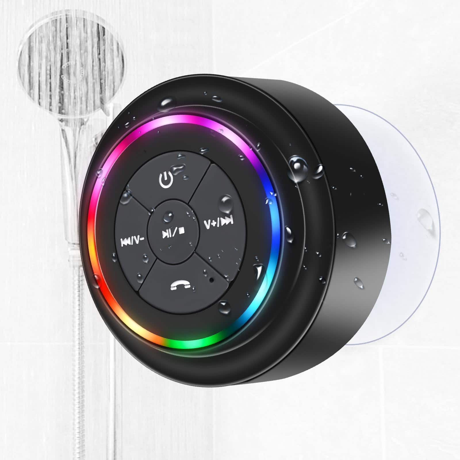 Dazzed Corner - Waterproof Bluetooth Shower Speaker,Portable Wireless Speaker - Black