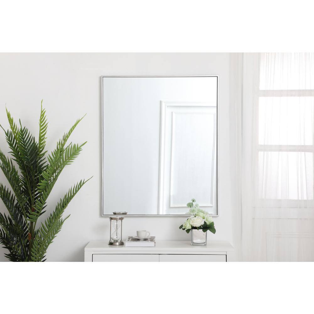 Alt View 4. Elegant Decor - Metal frame rectangle mirror 30 inch in silver - Silver.