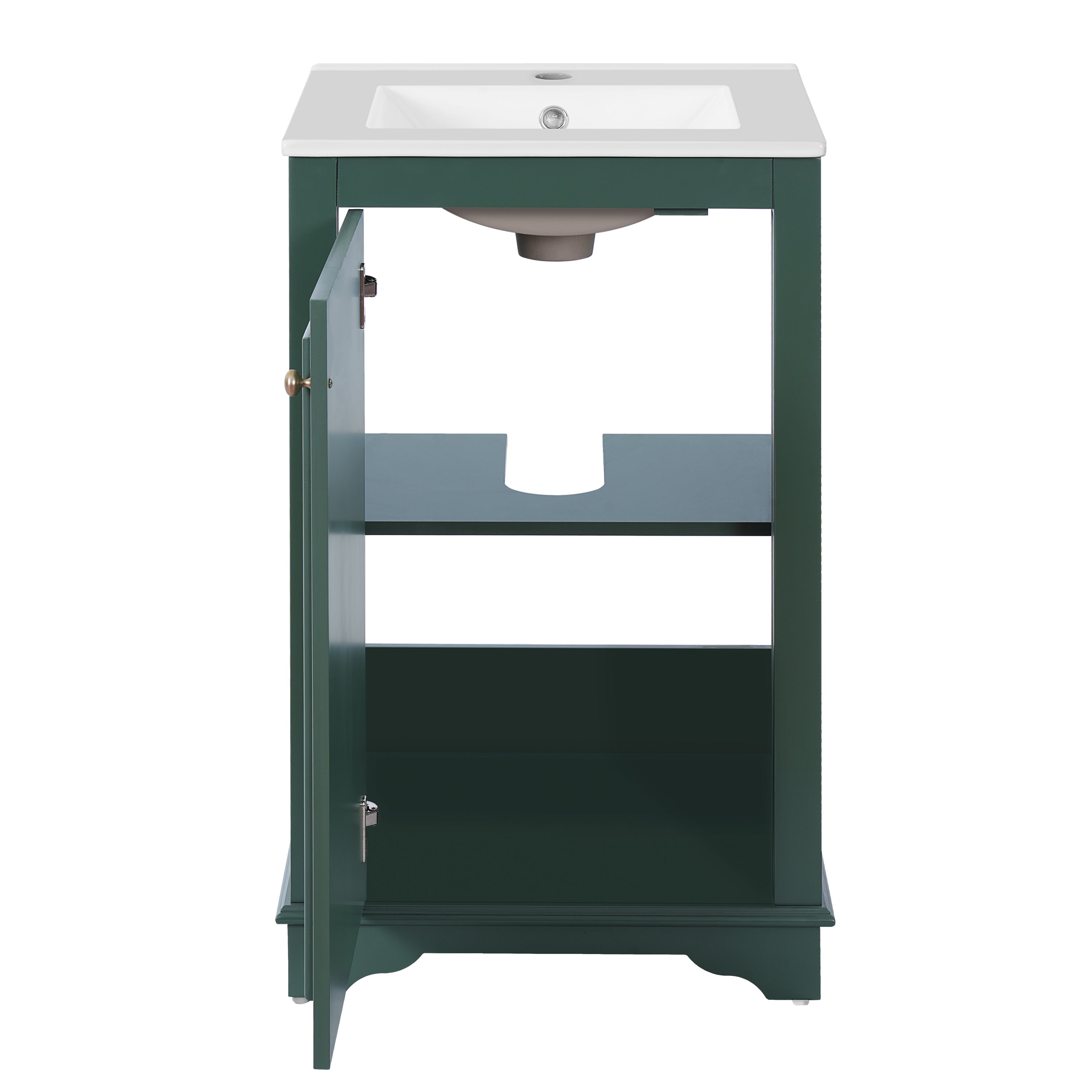 Alt View 9. Boyel Living - 20 Inch Bathroom Vanity with Ceramic Sink Solid Wood Frame Green - Green.