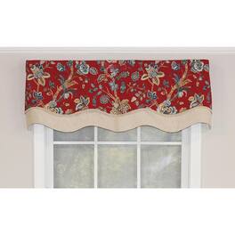 RLF Home - Gianna Glory Valance 3" Rod Pocket, Layered, Trimmed. 50" x 16" - Red