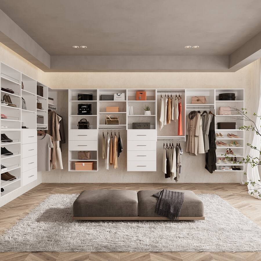 LOVMOR 25.5 in White 4 Drawer Short Tower Closet Unit