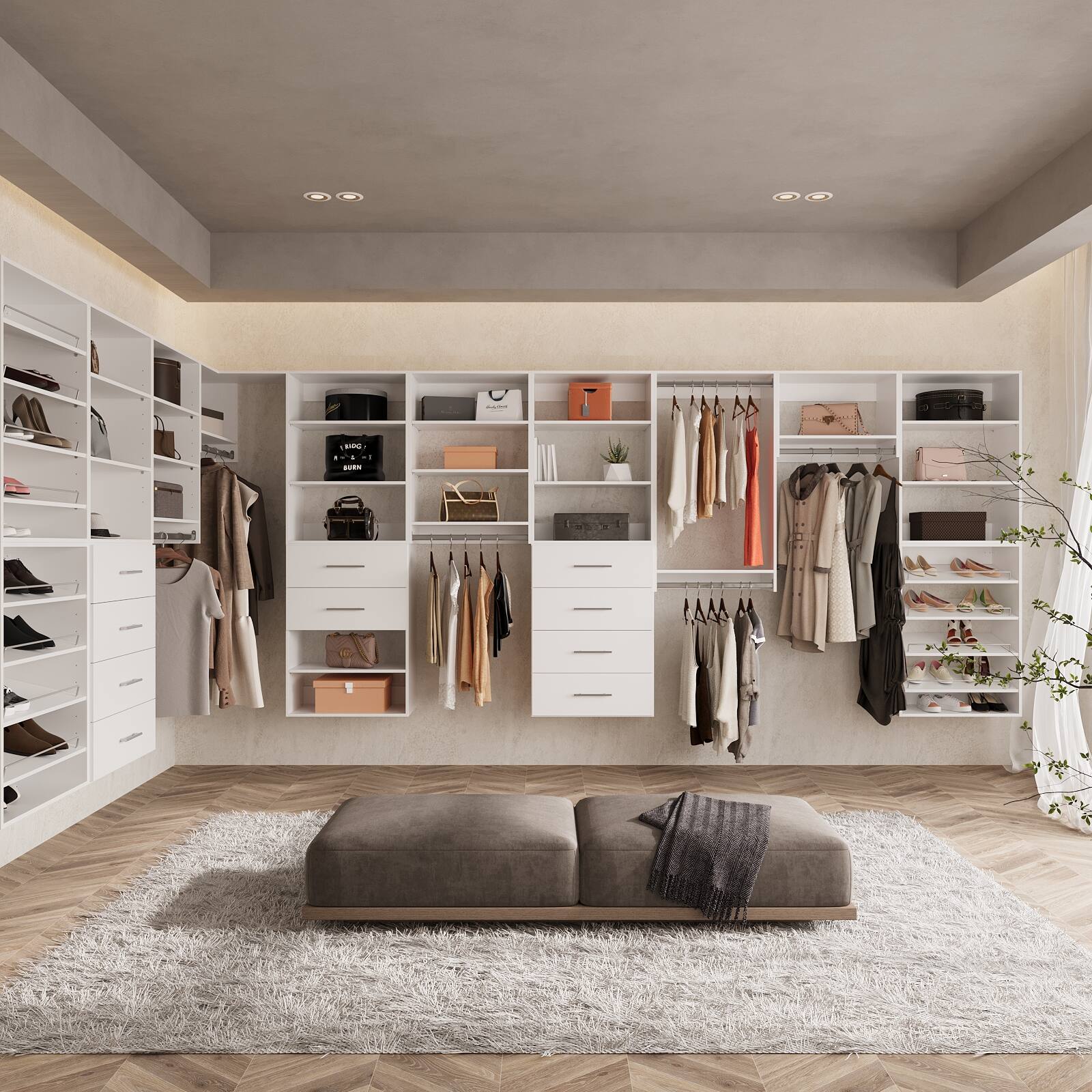 Back. LOVMOR - LOVMOR 19.5 in White Medium Hanging Closet Unit-Customizable Wall Mounted Modular Closet System for Bedroom Closet - White.