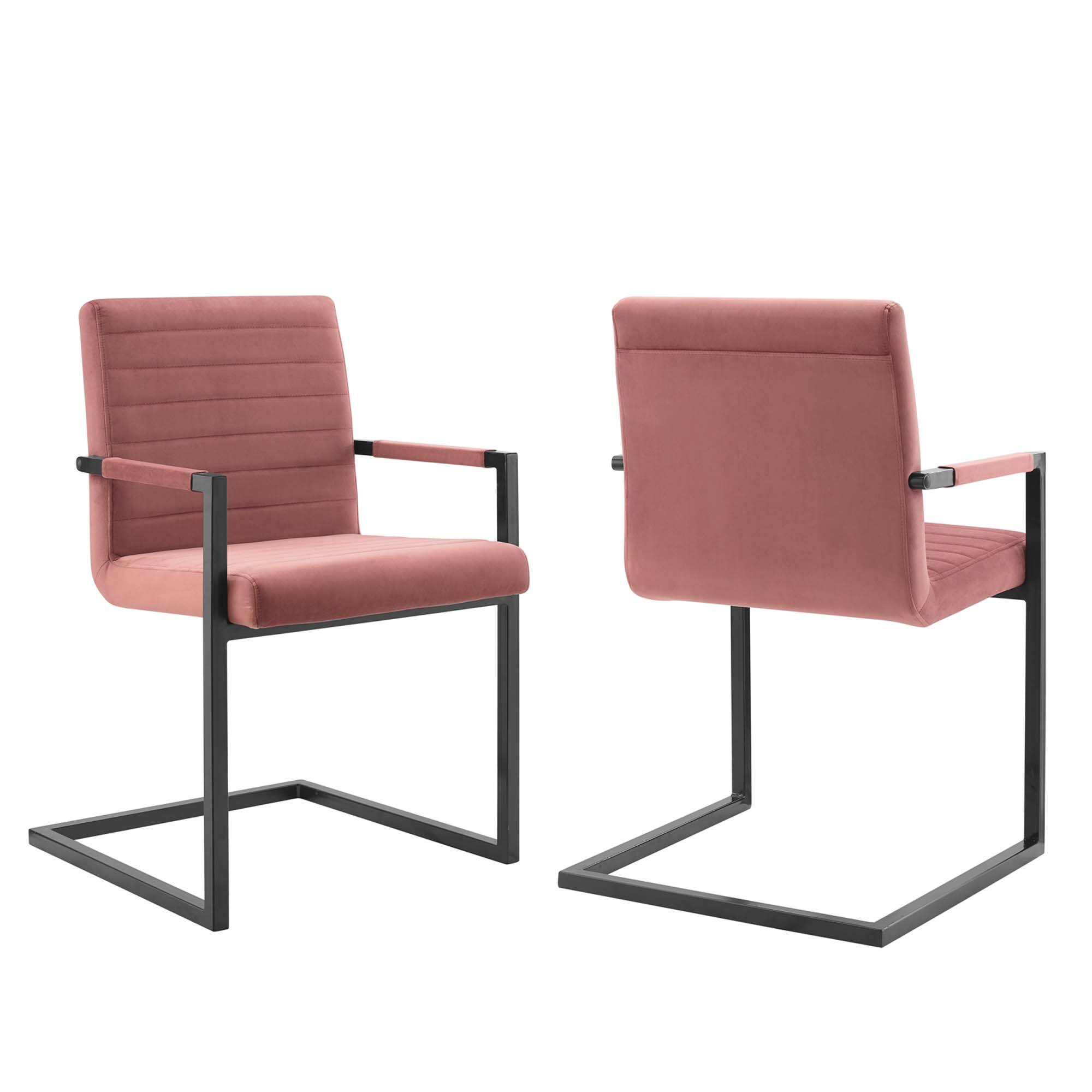 Angle. Modway - Savoy Performance Velvet Dining Chairs Set of 2 by Modway - Dusty Rose.