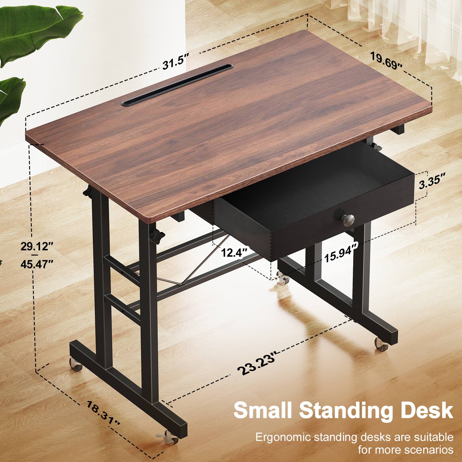 Small Standing Desk
Ergonomic standing desks are suitable for more scenarios

31.5"
19.69"
3.35"
29.12"
45.47"
12.4"
15.94"
18.31"
23.23"
