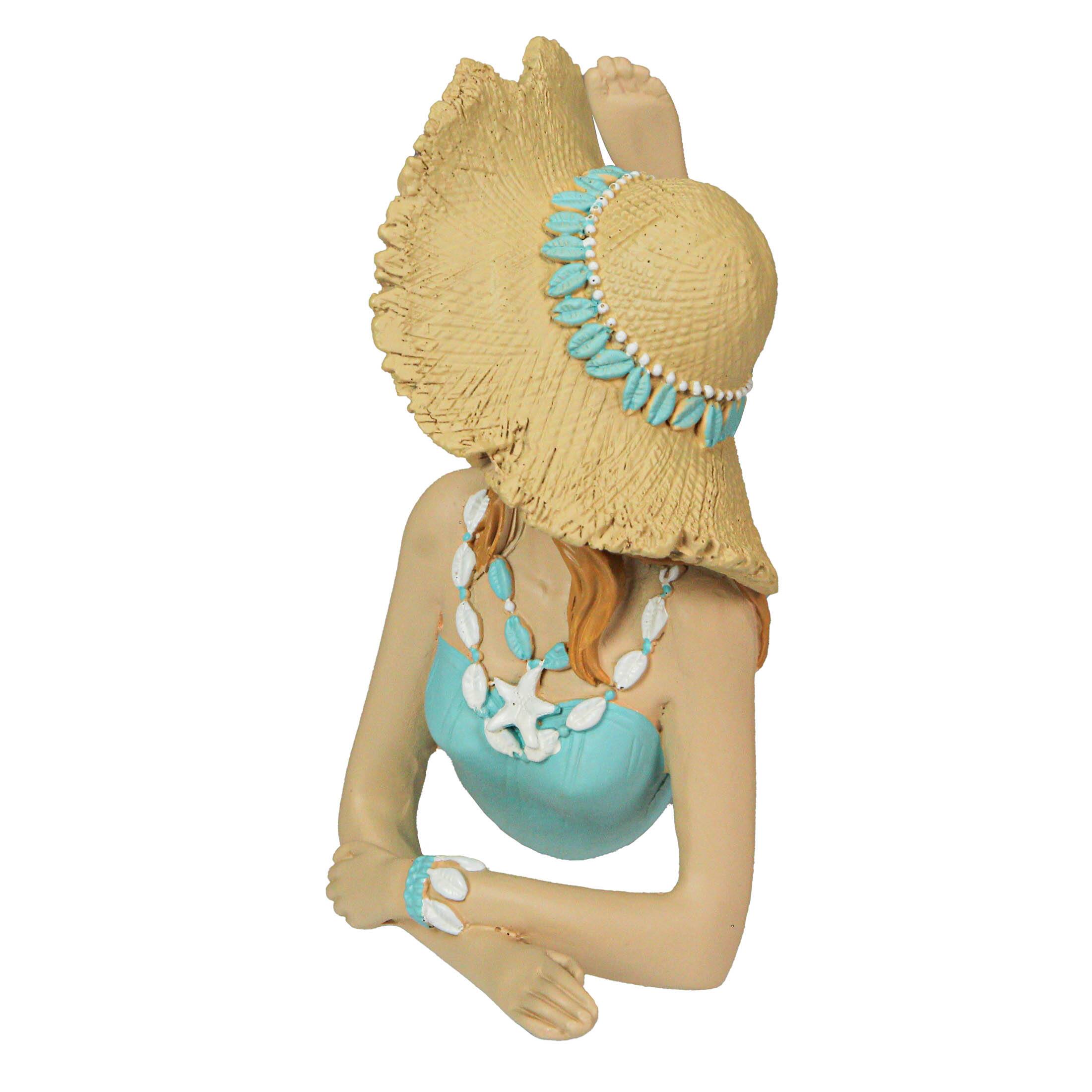 Alt View 2. Fancy That - Retro Lounging Bathing Beauty Beach Girl Teal Swimsuit Resin Figurine Home Decor - Aqua.