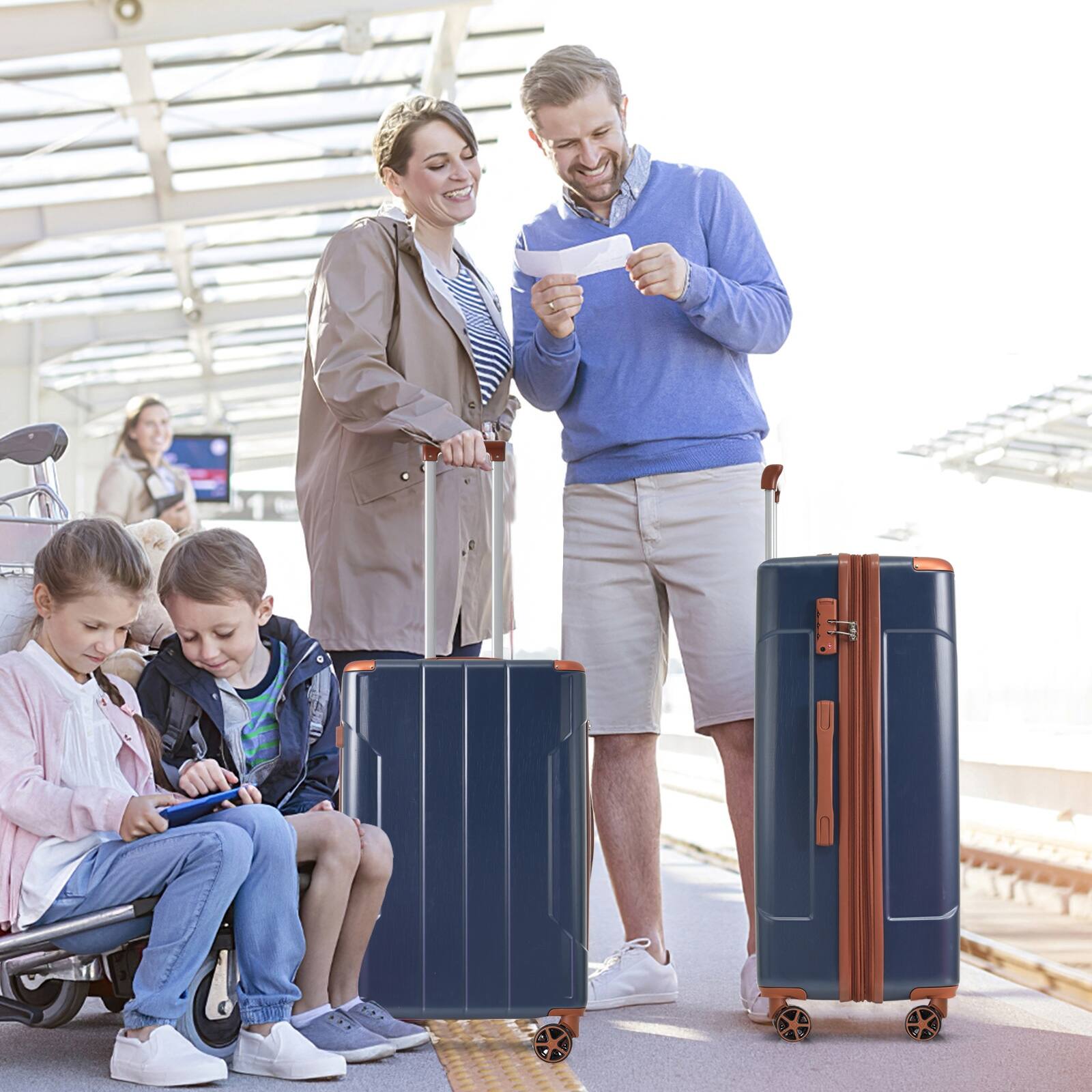 Alt View 1. Ecooso - 3 Piece Luggage Set Expandable Hardshell ABS Suitcases with Double Spinner and TSA Lock - Inky Blue.