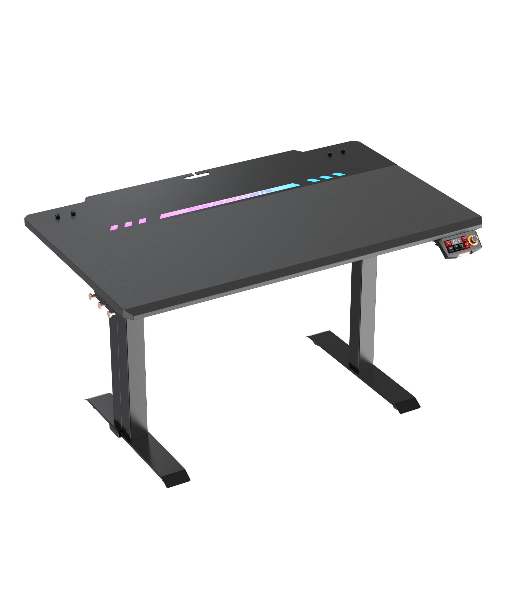 Angle. DXRacer - DXRacer Tidal Series Gaming Desk – Black Regular, RGB Lighting with App Control & Integrated Cable Management - Black.
