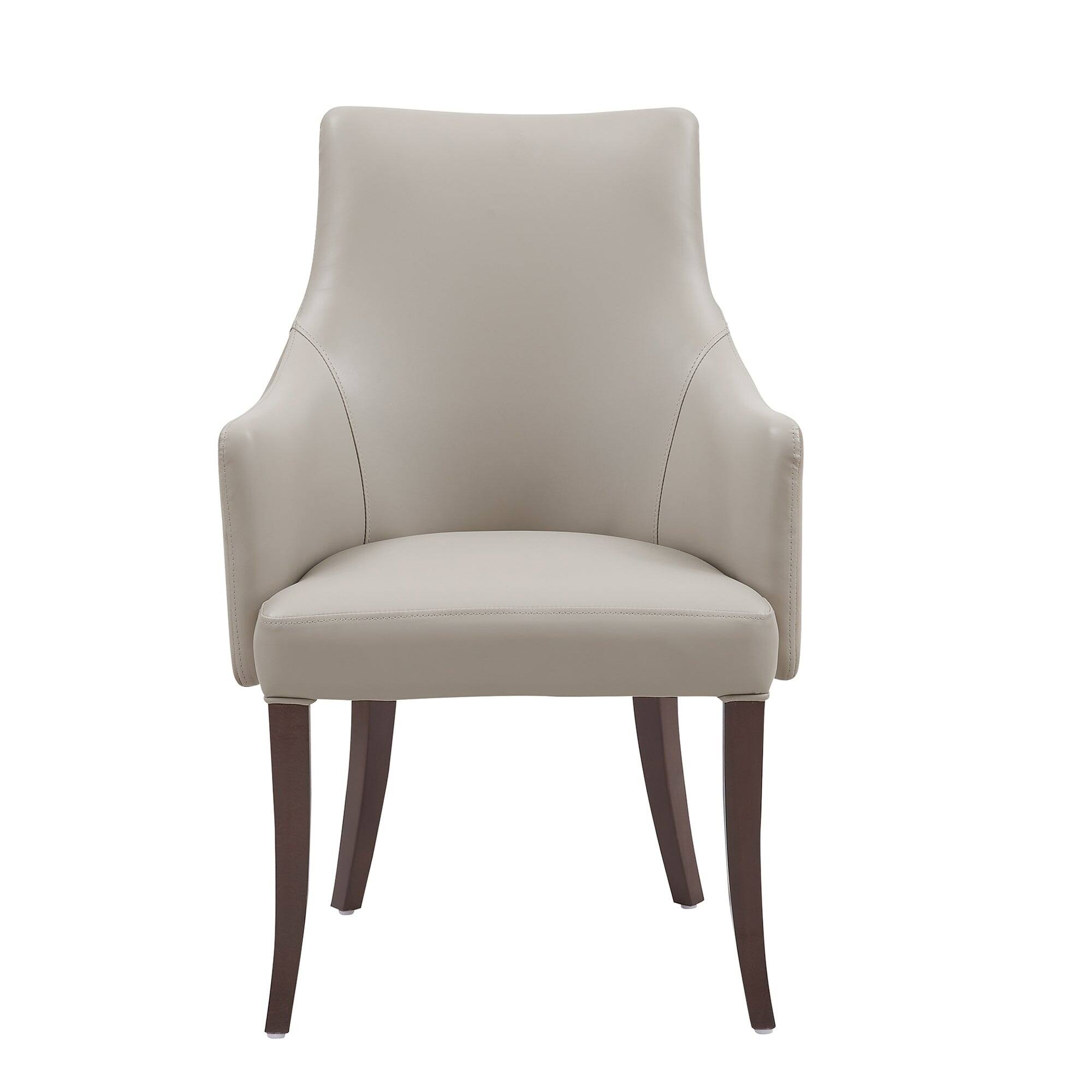 Front. Manhattan Comfort - Connie Modern Wood Vegan Leather and Velvet Dining Chair with Arms - Light Gray.