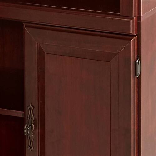 Back. SlickBlue - 71" High Bookcase with 3 Wooden Shelves and Storage Drawer - Cherry.