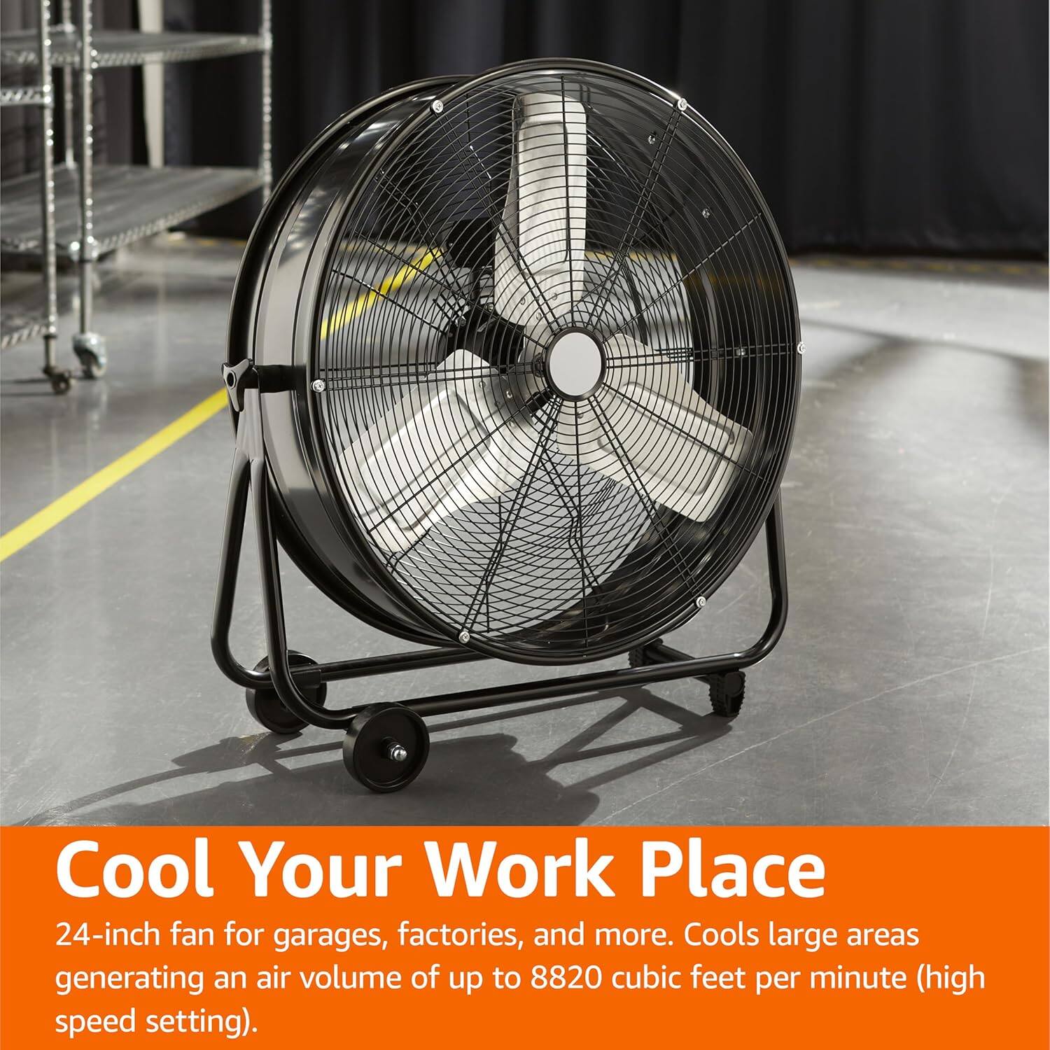 Cool Your Work Place

24-inch fan for garages, factories, and more. Cools large areas generating an air volume of up to 8820 cubic feet per minute (high speed setting).